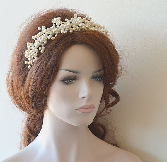 Свадьба - Bridal Pearl Tiara, Wedding Pearl Tiaras, Wedding Hair Accessories, Bridal Headpiece, Bridal Hair Accessory, Hair Accessories