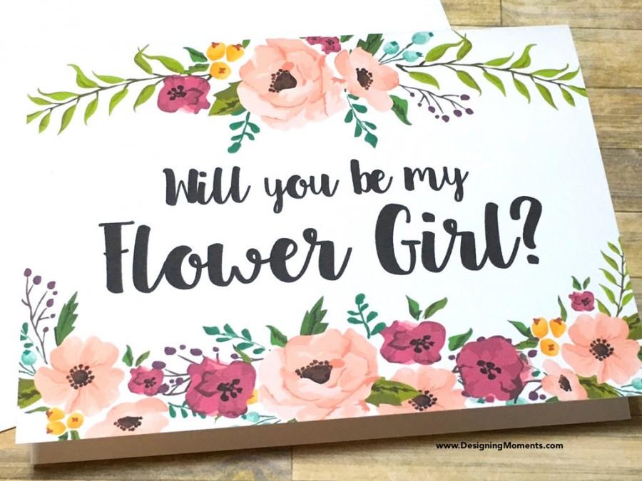 Hochzeit - Will You Be My Flower Girl Card - Flower Girl Wedding Card - Be My Flower Girl - Bridesmaid Wedding Card - Flower Girl Thank You Card