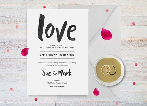 Mariage - 10 Engagement Party Invites With Watercolor Details