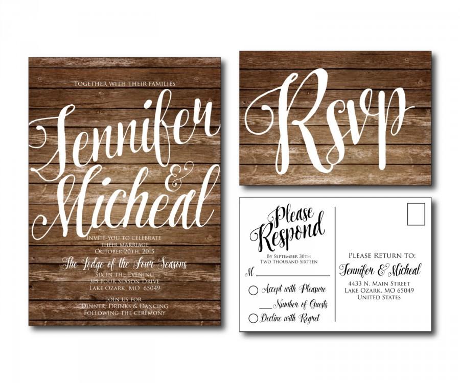 Wedding - Rustic Wedding Invitation - Country Chic - Fall Wedding - Printable Wedding Invitation - Rsvp Postcard - Wedding Rsvp - Printable File