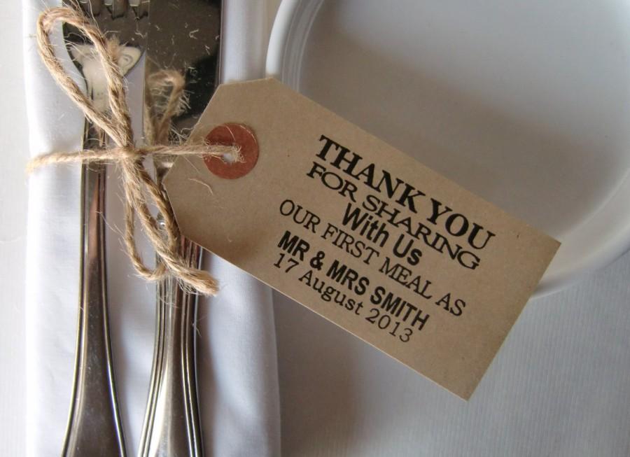 Mariage - Wedding Napkin Holders-Rustic Wedding Table Decor-Vintage Style LuggageTags-Thank You For Sharing-Various Sets-Unique Wedding Favors-Wedding