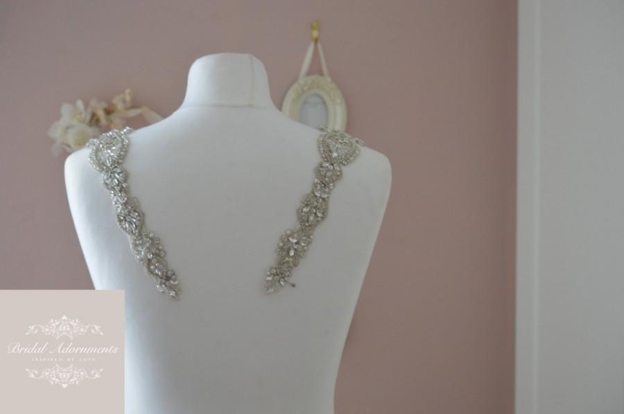 Hochzeit - Luxury Vintage Inspired Wedding Dress Straps -Crystal Bridal Straps