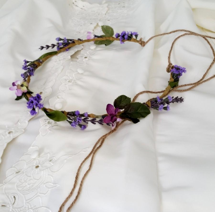 زفاف - Bridal Lavender Flower Crown by Michele at AmoreBride Rustic Chic Woodland Wedding headpiece hairwreath flower girl circlet accessories halo