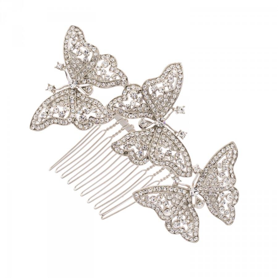 Mariage - Dossy 3 Butterfly Hairpin Comb for Women Wedding Party 1469R
