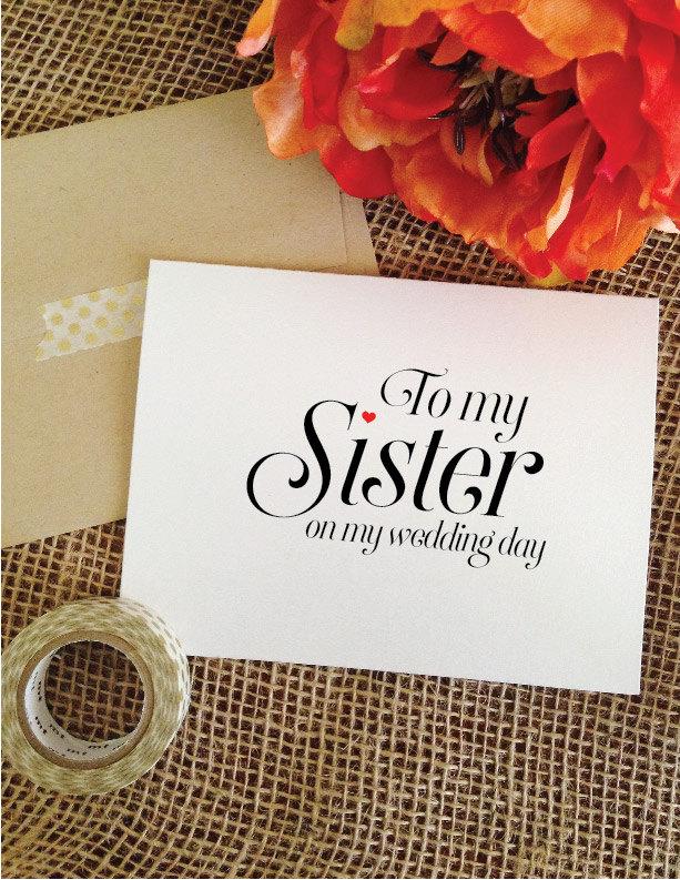 زفاف - To my Sister on my wedding day Card Wedding Card To My Sister Card Wedding Stationery Thank You Card (Sophisticated)