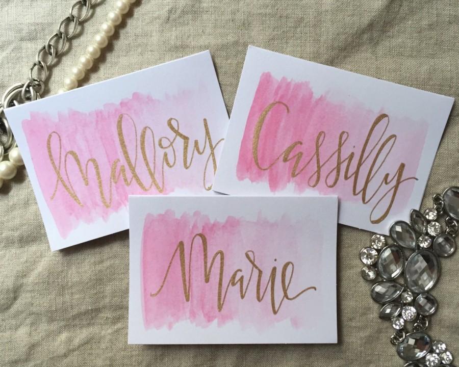 Mariage - Modern Watercolor Place Cards, Wedding, Rehearsal Dinner, Bridal Shower
