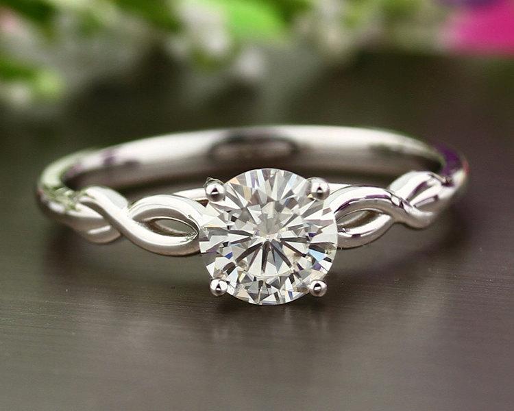 Mariage - Infinity 14K White Gold  Forever Brilliant Moissanite solitaire  Engagement Ring Set- Gem021 (Other metals and stone options available)