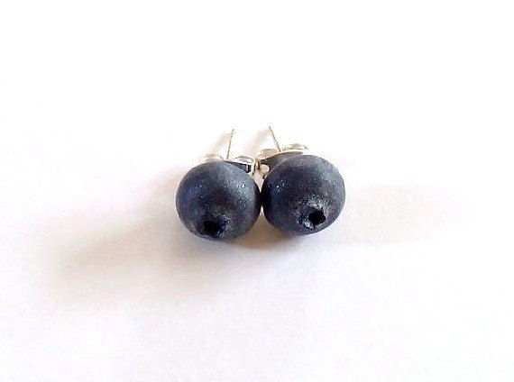 زفاف - Blue Bilberry - Blueberry Earrings Blue Earrings- Rustic wedding - Cocktail earrings - Something Blue - polymer clay jewelry