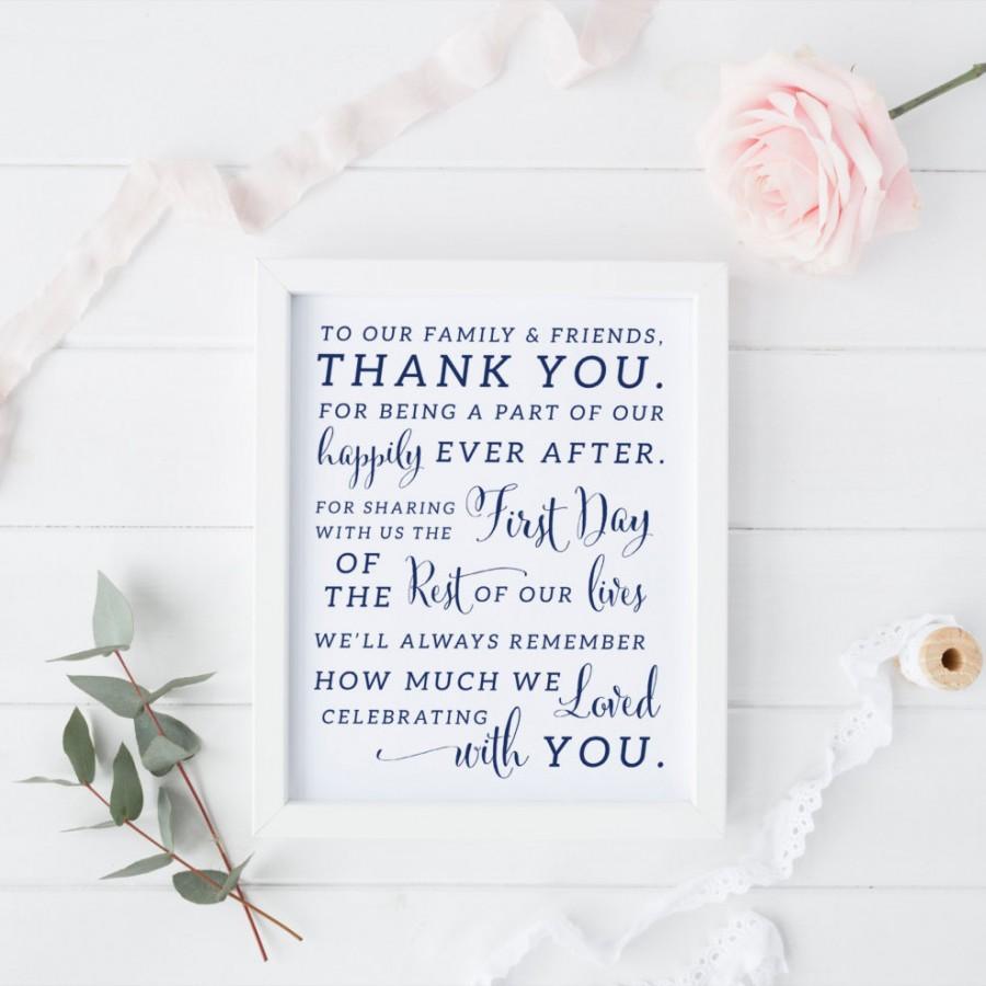 Wedding - Printable Navy Wedding Thank You Sign • Navy Wedding Thank You Card • INSTANT DOWNLOAD • Thank You Sign for Wedding • 5x7 and 8x10 PDF