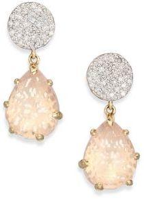 Mariage - Phillips House Sunset Pavé Diamond, Pink Quartz & 14K Yellow Gold Drop Earrings