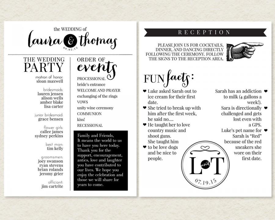 Hochzeit - DIY Printable Wedding Program Fan Template 