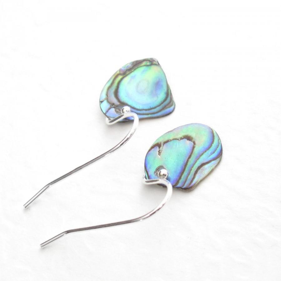 زفاف - Abalone Shell Earrings, Natural Paua Seashells, Blue & Green Beach Wedding Jewelry