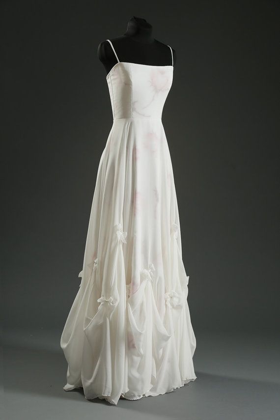 زفاف - Floral Wedding Dress Romantic, Long, MERCI BEAUCOUP, Silk Chiffon And Silk/Cotton Voile