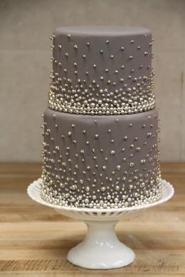 Wedding - Grey pearled cake