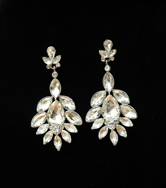Mariage - Wedding Earrings, Bridal Earrings, Wedding Jewelry, 1920s Earrings, Art Deco Earrings, Rhinestone Earrings