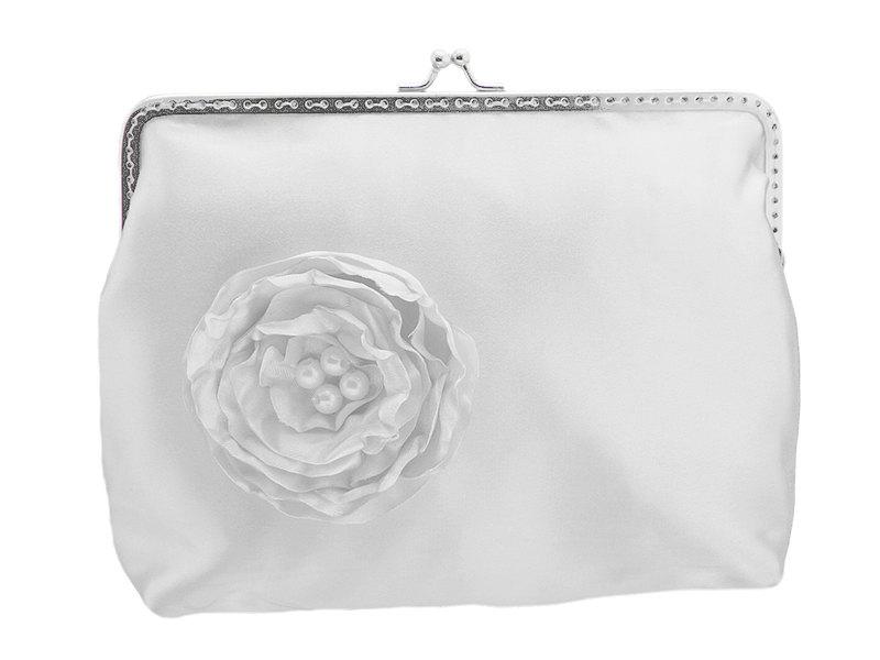 Свадьба - White satin frame clutch bag in glamour womens, evening satin bridesmaid purse clutch small bag weddings evneing womens clutch purse 1485-04