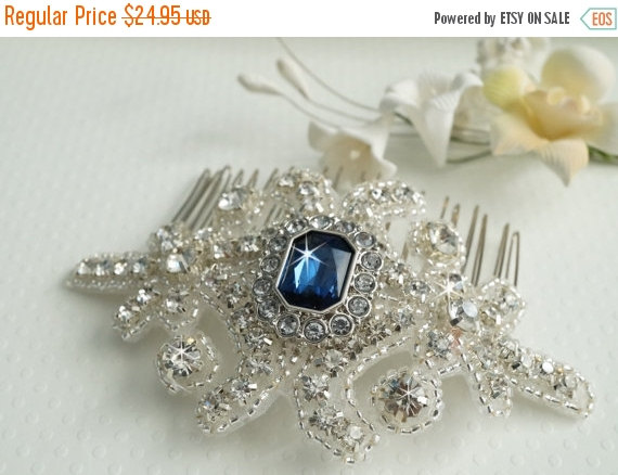 Wedding - Limited Time Sale-15% Off Bridal Hair Comb, Wedding Hair Comb, Something Blue