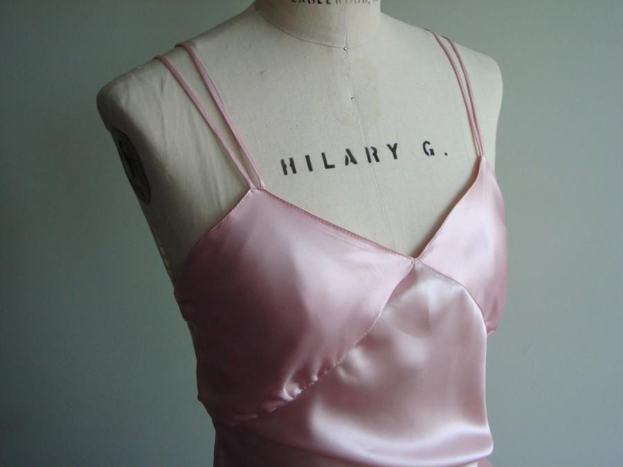 Mariage - Pink Bias Gown - Pink Satin Slip Dress - Slinky Style - Pink Wedding