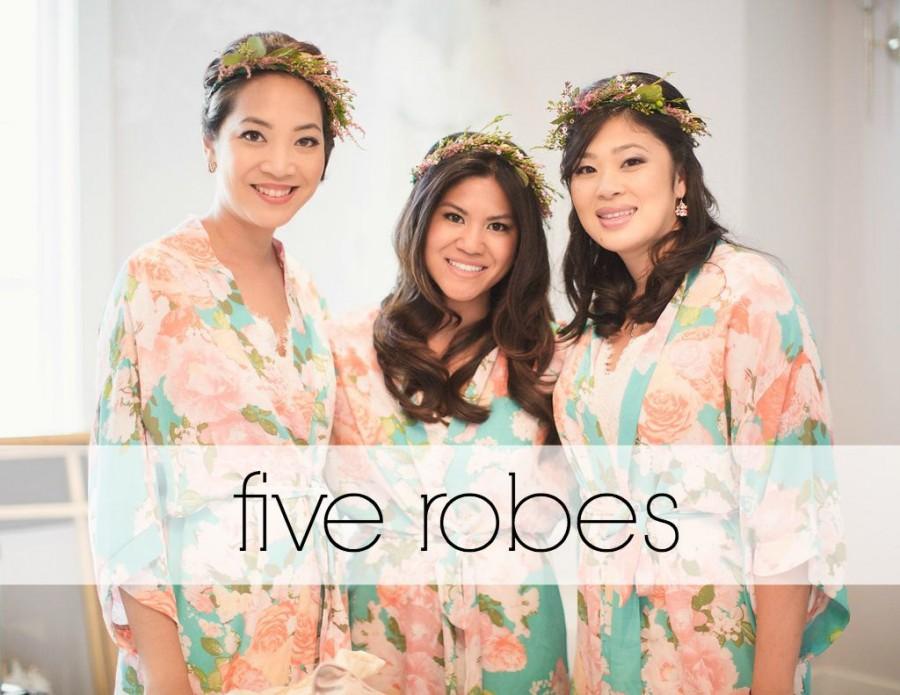 Mariage - Floral Bridesmaids Wedding Robes - 5 Robes