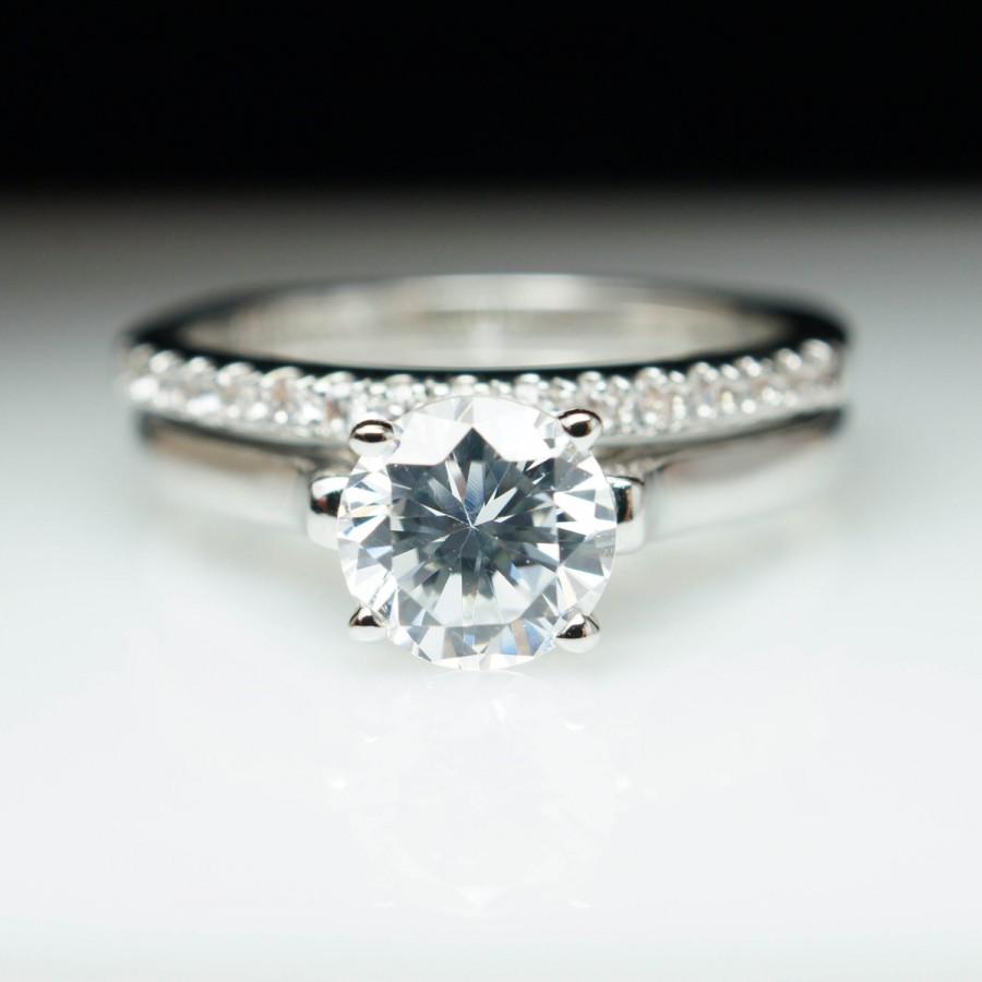زفاف - Solitaire Diamond Engagement Ring Complete w/ Matching Wedding Band Custom Made 14k White Gold Rose Gold or Yellow Gold Ring Set