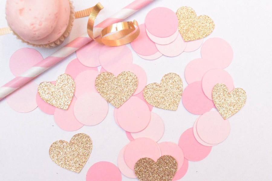 Wedding - Pink and Gold Wedding Decoration, Pink and Gold Bridal Shower decoration, Confetti