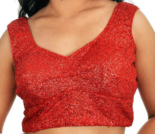 Mariage - Red Sequin Readymade Designer Saree Blouse