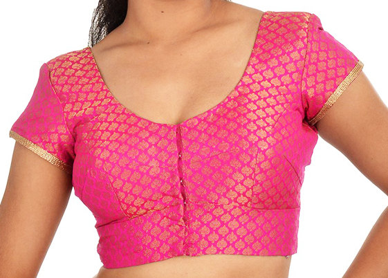 زفاف - Lovely pink color blouse with side border attract to any one