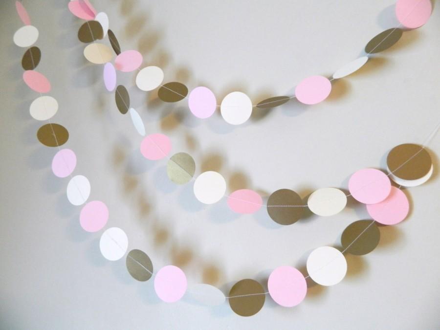 Mariage - Winter Onederland Party Decor - Gold Pink and Ivory paper garland -  wedding Garland-  baby shower Decorations - Bridal Shower Decor