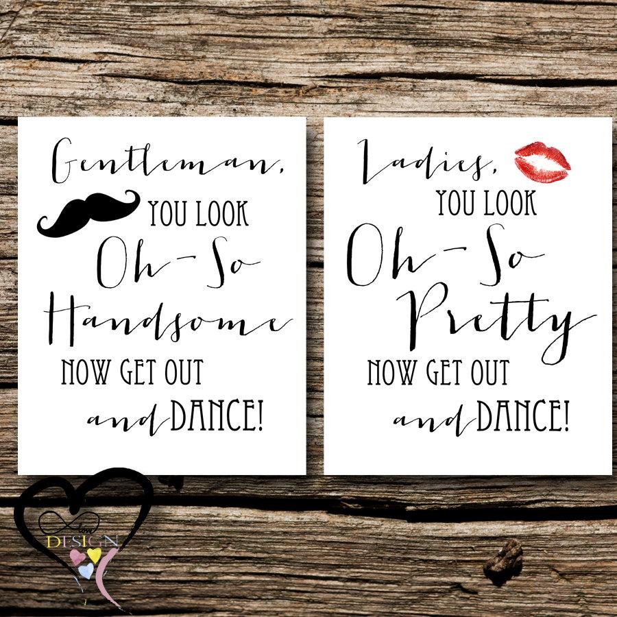 Свадьба - Wedding Bathroom Signs Set of 2 Ladies Mens Bathroom Wedding Decor Lips Mustache Sign Wedding Printable