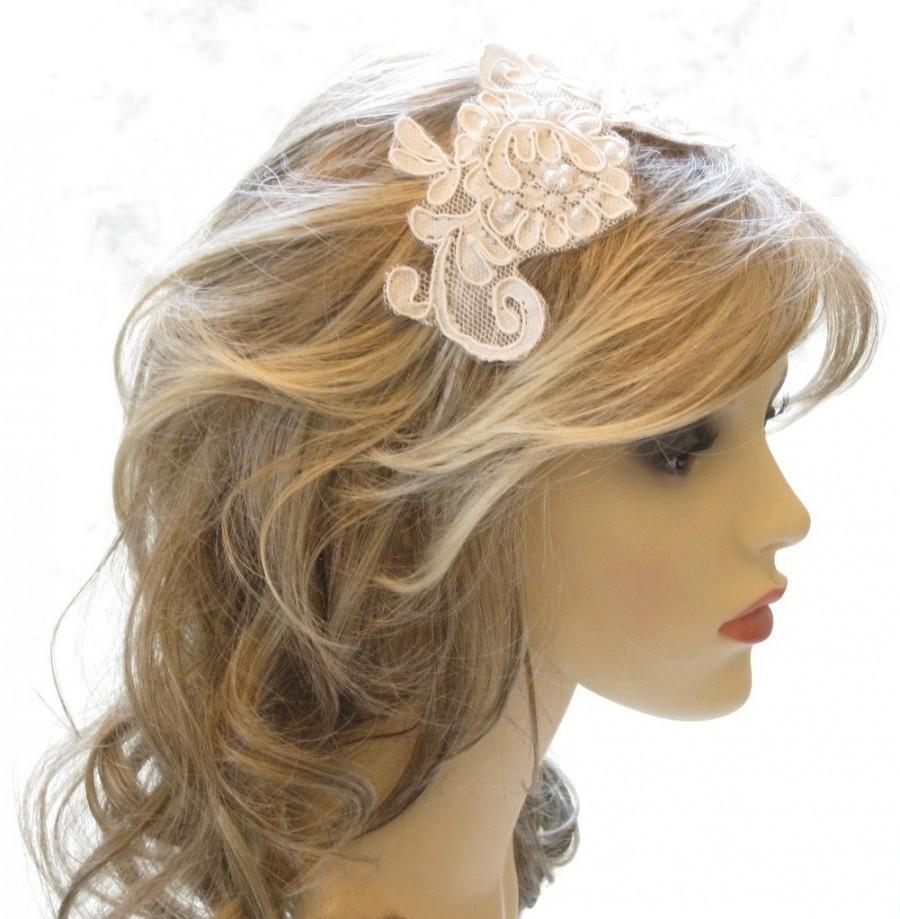 زفاف - Lace Headband,Lace Bridal Headband, Lace Bridal Fascinator,Wedding Headband,Wedding Head Band, Alencon Lace Hair Piece, Vintage Alencon Lace