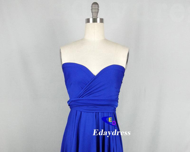Свадьба - Bridesmaid Dress Infinity Dress Royal Blue Knee Length Wrap Convertible Dress Wedding Dress