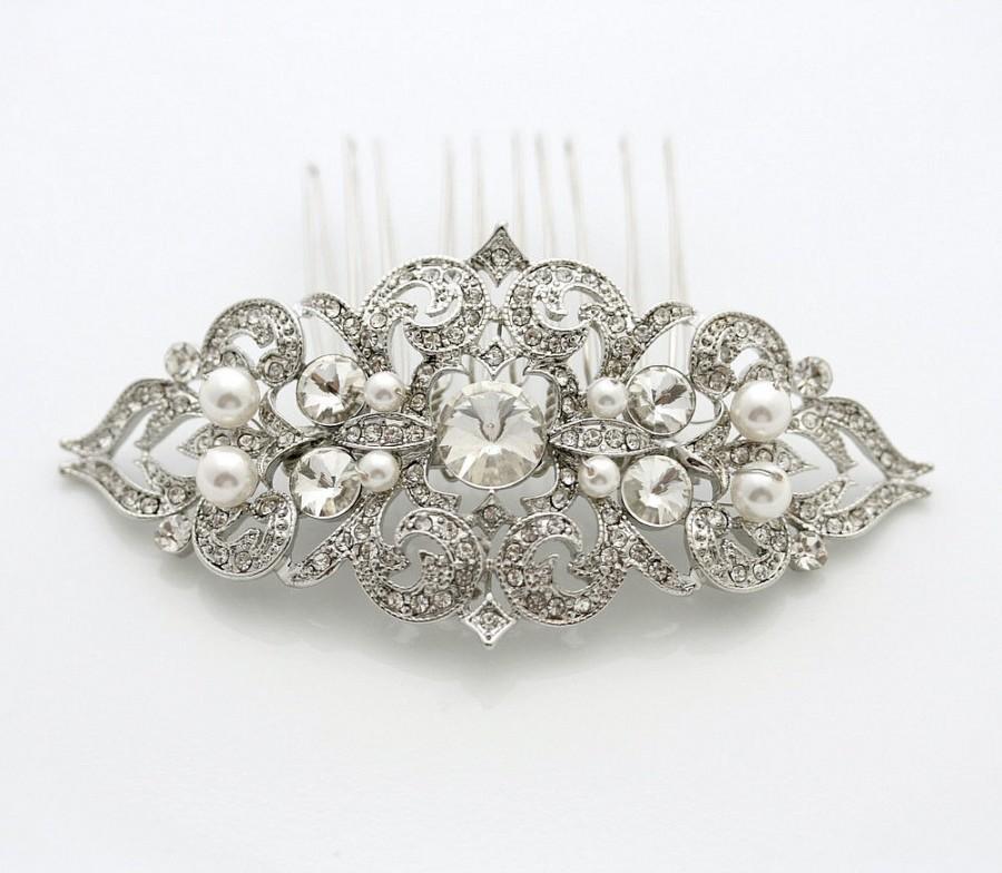 Hochzeit - Bridal Hair Comb Silver Pearl Wedding Hair Accessories Bridal Hair Jewelry