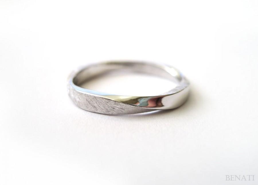زفاف - Mobius Wedding ring - Square Profile Mobius Ring In 14k White Gold, Mobius Wedding band, Modern & Contemporary stackable ring, Gold Infinity