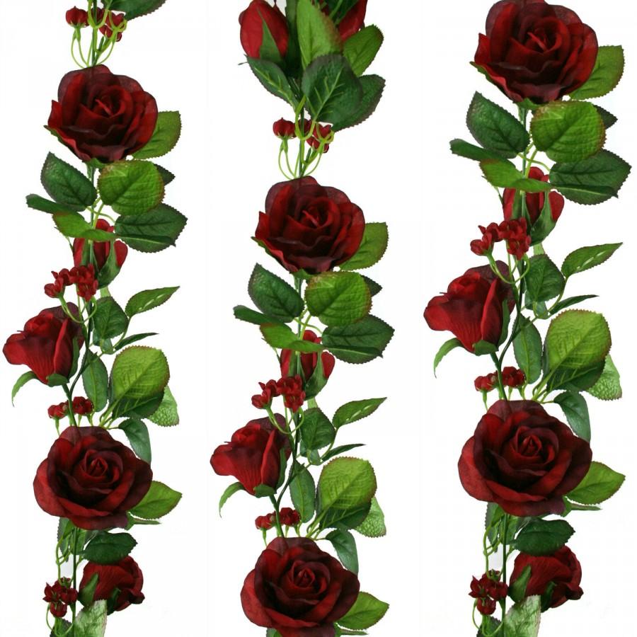 Hochzeit - Red Silk Rose Garland - Wedding Decoration