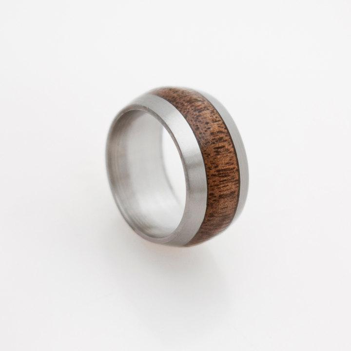 زفاف - Rings Wood / Wood Wedding Band / Titanium Ring with inlay wood