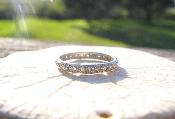 زفاف - Vintage Diamond Eternity Band Ring, Elegant Wedding Ring or Stacking Band, appprox .40 to .50 carat, 18K White Gold, with  Appraisal