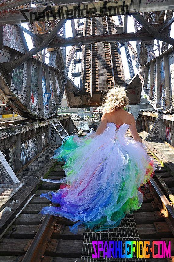 Hochzeit - Vivid Rainbow Wedding Dress
