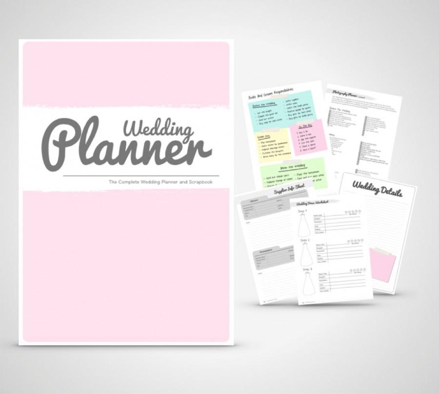 زفاف - Wedding Planning kit - The Complete wedding Planner with Pink Cover Print at home Digital Download