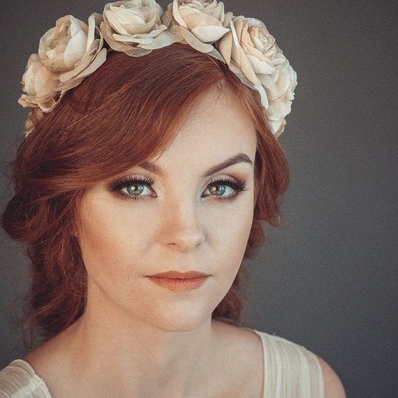 Wedding - Bridal crown - Bridal flower crown - Rustic hair wreath - Floral headband - Boho wedding wreath - Wedding crown