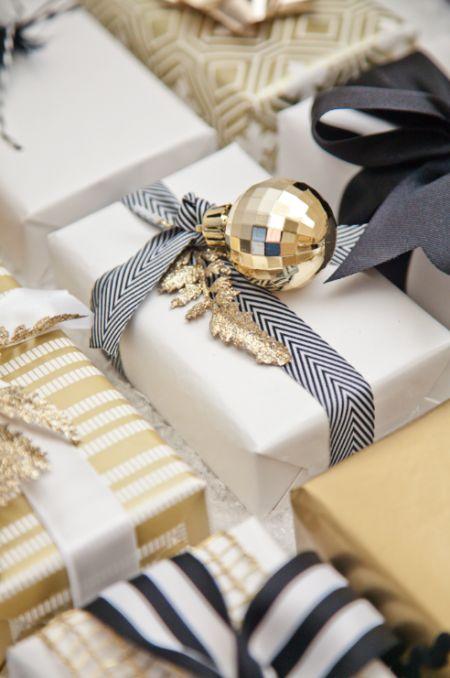 Wedding - Gift Wrap: Black, White   Gold