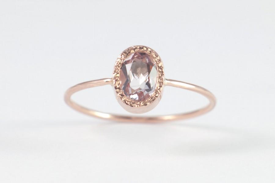 Hochzeit - Peach Morganite Engagement Ring, Rose Gold Morganite Ring, Unique Engagement Ring, fine jewelry, Arpelc