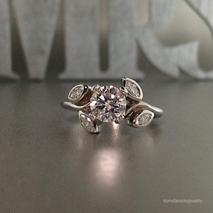 Свадьба - Unique Engagement Ring ~ White Gold Diamond Engagement Ring ~ Floral Design Ring ~ Handmade Engagement Ring ~ Custom Jewelry ~ Size 6