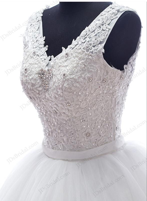Hochzeit - IS052 Casul plus size strappy puffy ball gown wedding dress