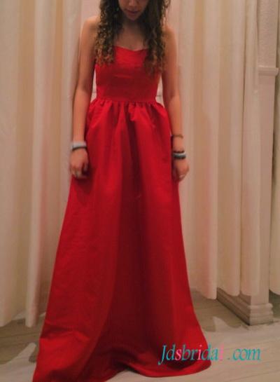 Mariage - PD16069 simple red color a line long prom dress bridesmaid dress
