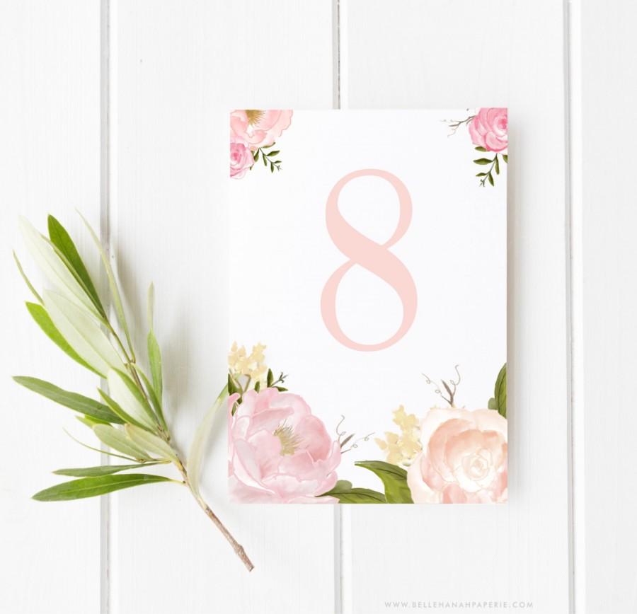 زفاف - INSTANT DOWNLOAD Table Numbers - Romantic Watercolor Peonies and Roses Table Numbers - Vintage Floral Chic Wedding Suite - Tables 1 to 10