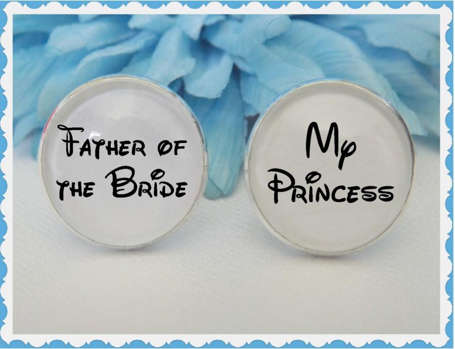Hochzeit - Disney Inspired Father of the Bride and My Princess Cufflinks Wedding Accessory Bridal for Him