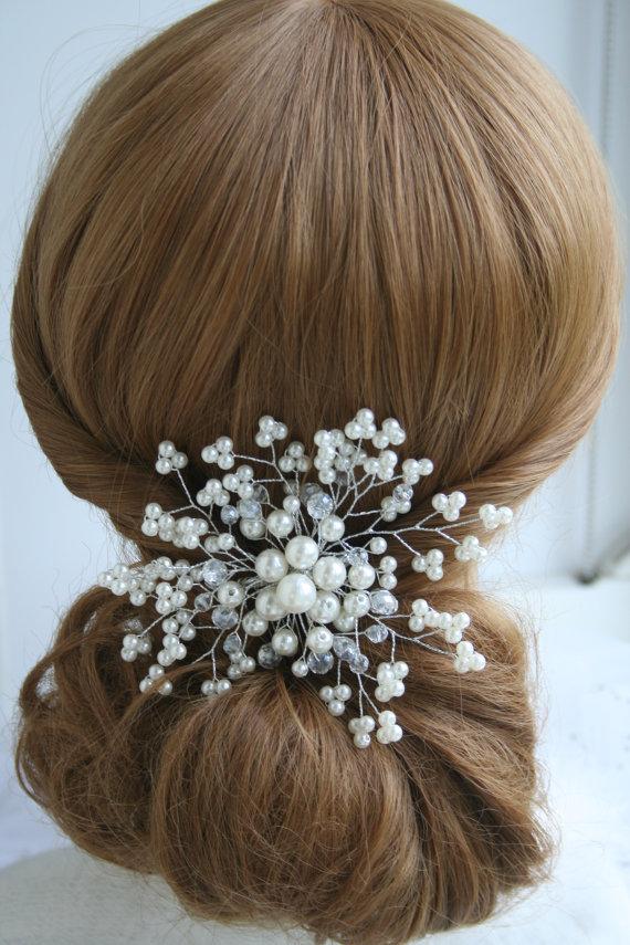 Hochzeit - Pearl Wedding Hair Comb Crystal Bridal Hair Comb Pearl Hair comb Rhinestone Hair Comb Bridal Hair accessories Wedding hair accessories