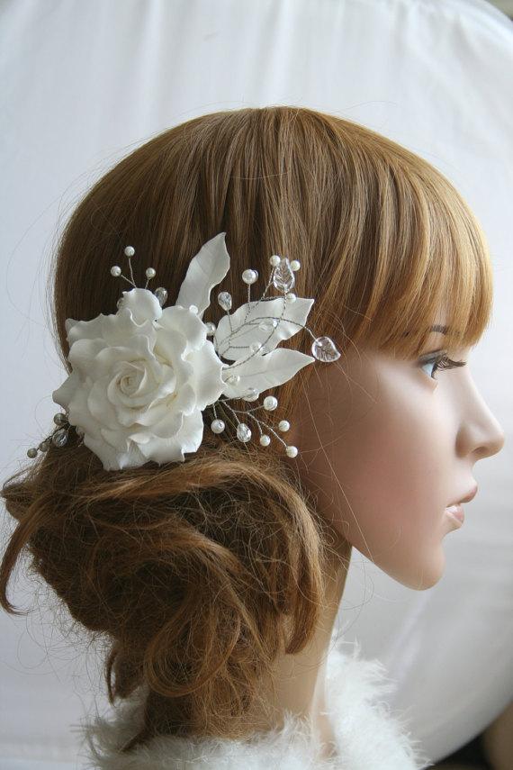 Wedding - Wedding hair comb Rose comb Bridal flower headpiece Bridal flower comb Bridal hair flower Bridal hair comb Flower comb