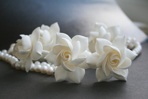 Wedding - Gardenia hair pins set, wedding hair pin, Bridal hair accessory, Bridal flower pins, flower hair pin, Bridal hair flower, Flower hair pins,
