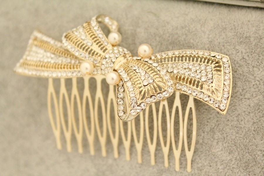 Wedding - Gold Wedding hair accessories Gold Bridal hair comb Wedding hair comb Wedding hair piece Wedding decorative comb Wedding hair jewelry Bridal
